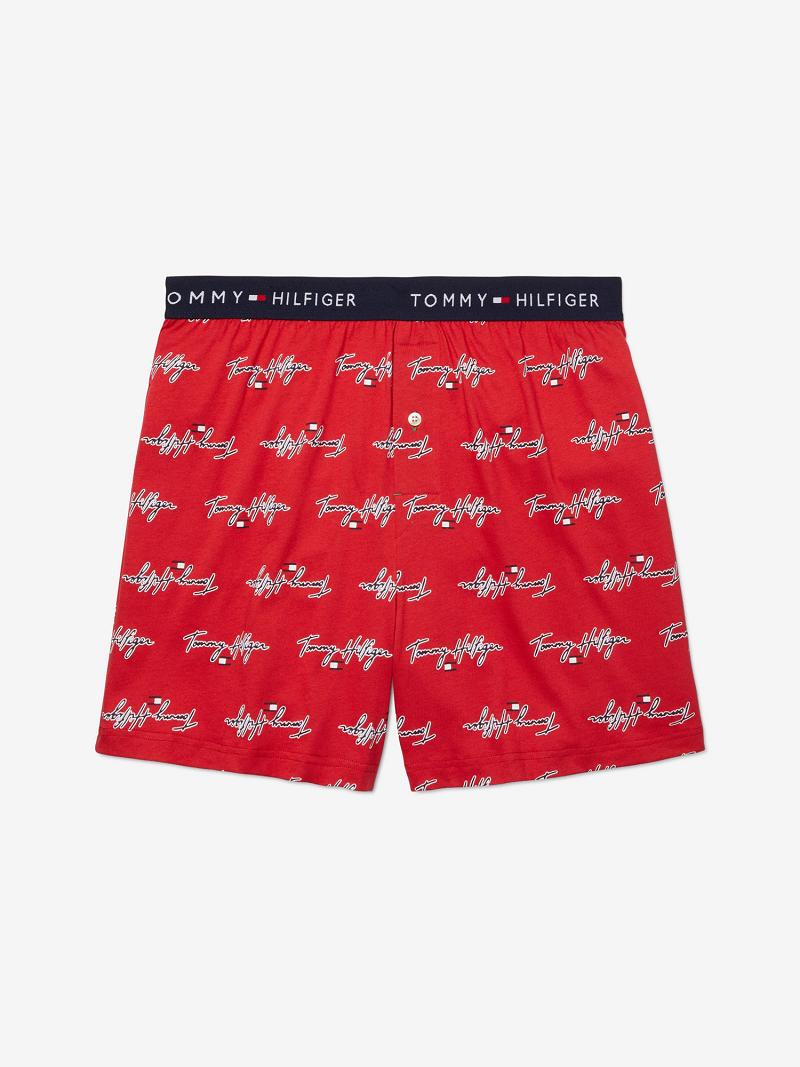 Férfi Tommy Hilfiger Signature knit boxer Boxers Piros | HU 1347XYU